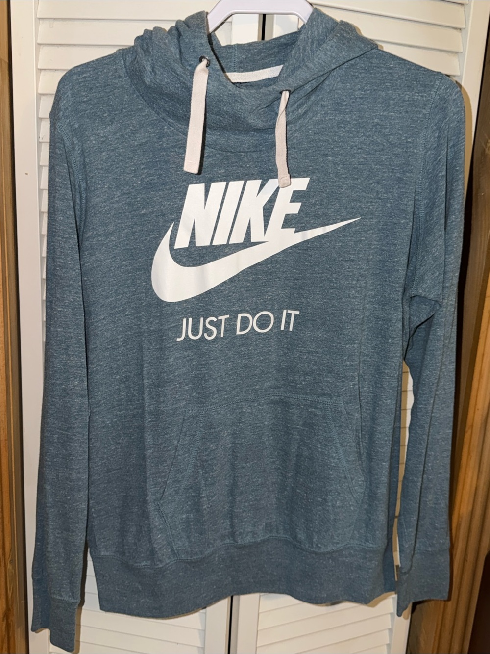 Nike Men's Heather Teal Zip-Up Hoodie with White Logo